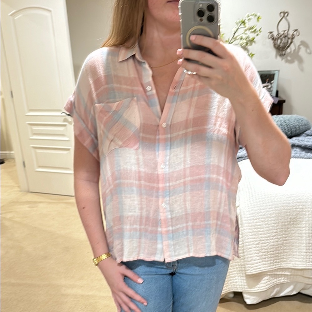 Rails Plaid Button-Up Women's Top - Pink and Blue
